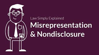 Misrepresentation and Nondisclosure  Contracts  Defenses amp Excuses [upl. by Jentoft]