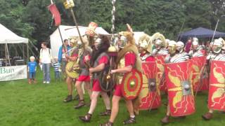 Roman Reenactment at the Amphitheatre in Caerleon Marching In [upl. by Oloap905]