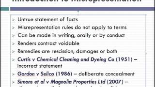 Misrepresentation Lecture 1 of 4 [upl. by Lorimer77]